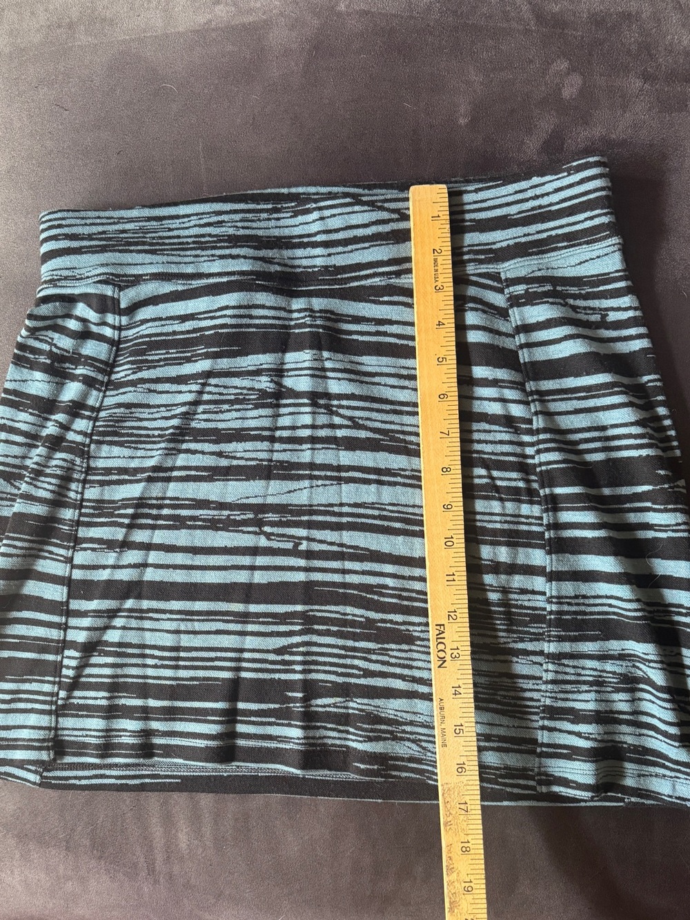 ibex black and blue patterned mini skirt